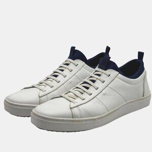 Martin Dingman Cameron Sneakers White Navy Sheepskin Leather Mens 12M Slip On